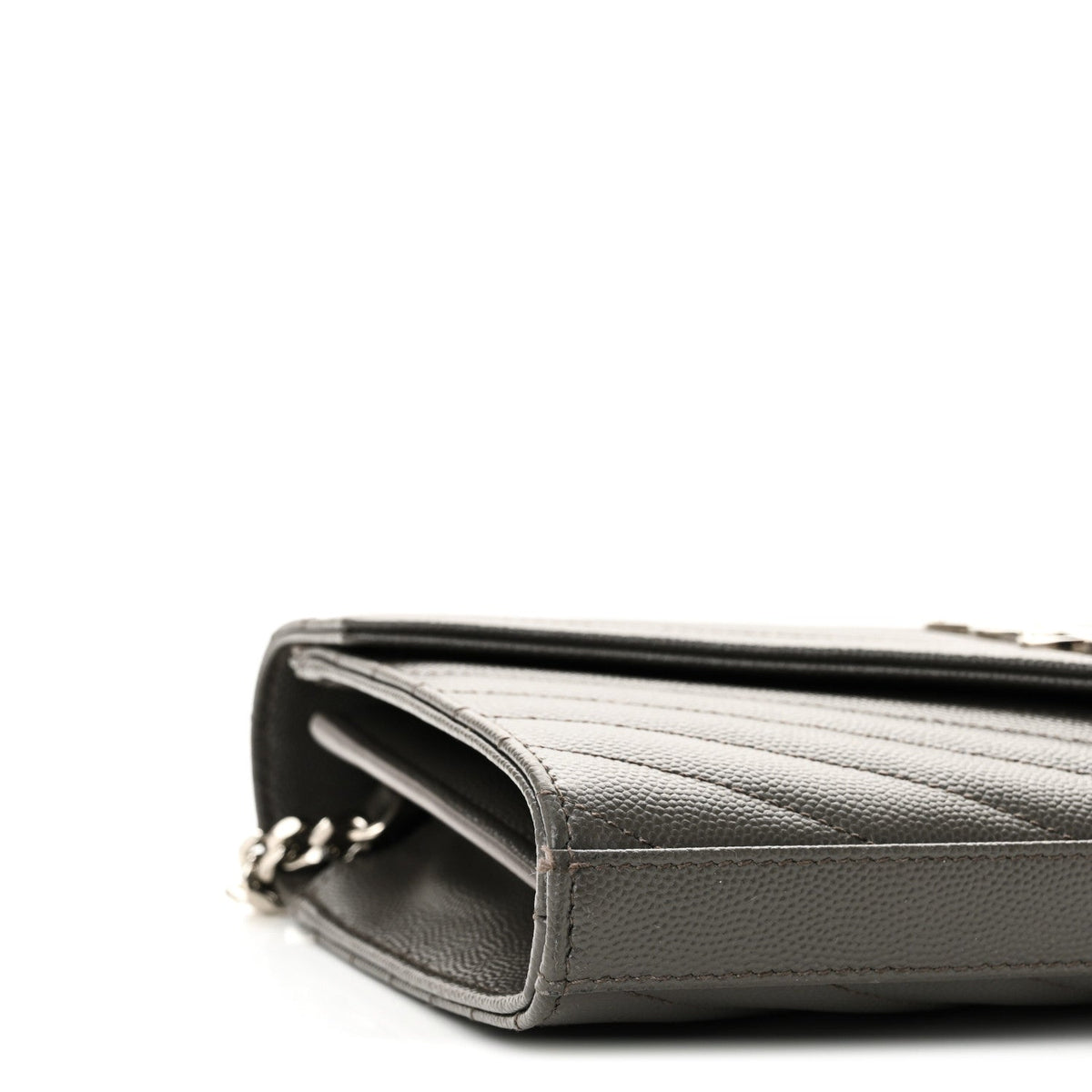 Grain De Poudre Matelasse Chevron Monogram Chain Wallet Fog