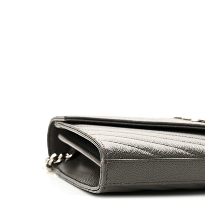 Grain De Poudre Matelasse Chevron Monogram Chain Wallet Fog