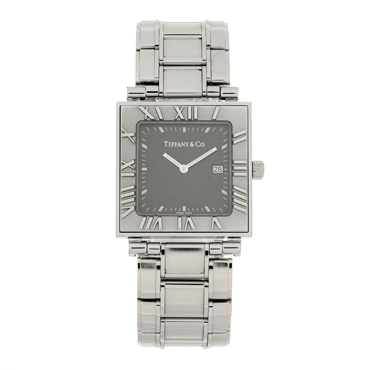 Stainless Steel 28mm Atlas Square Quartz Watch Grey