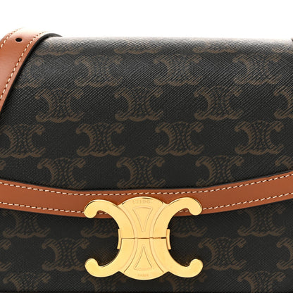 Calfskin Triomphe Canvas Teen Triomphe Bag Tan