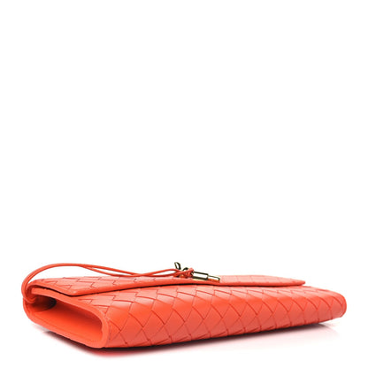 Nappa Intrecciato Long Andiamo Top Handle Clutch Cherry Tomato