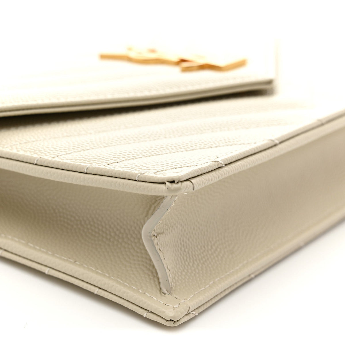 Grain De Poudre Matelasse Chevron Monogram Envelope Chain Wallet Crema Soft