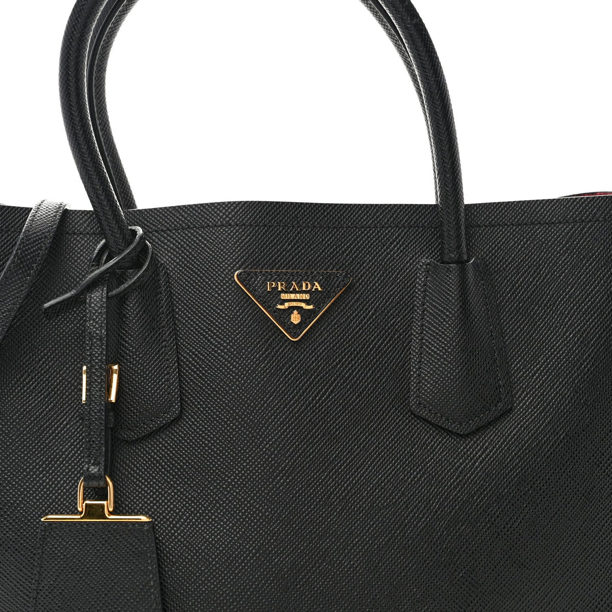 Saffiano Cuir Medium Double Bag Black Fuoco