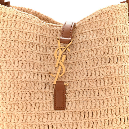 Raffia Calfskin Le 5 A 7 Small Hobo Natural Brick