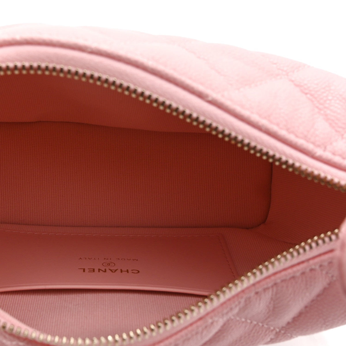 Caviar Quilted Hobo Clutch With Chain Pink