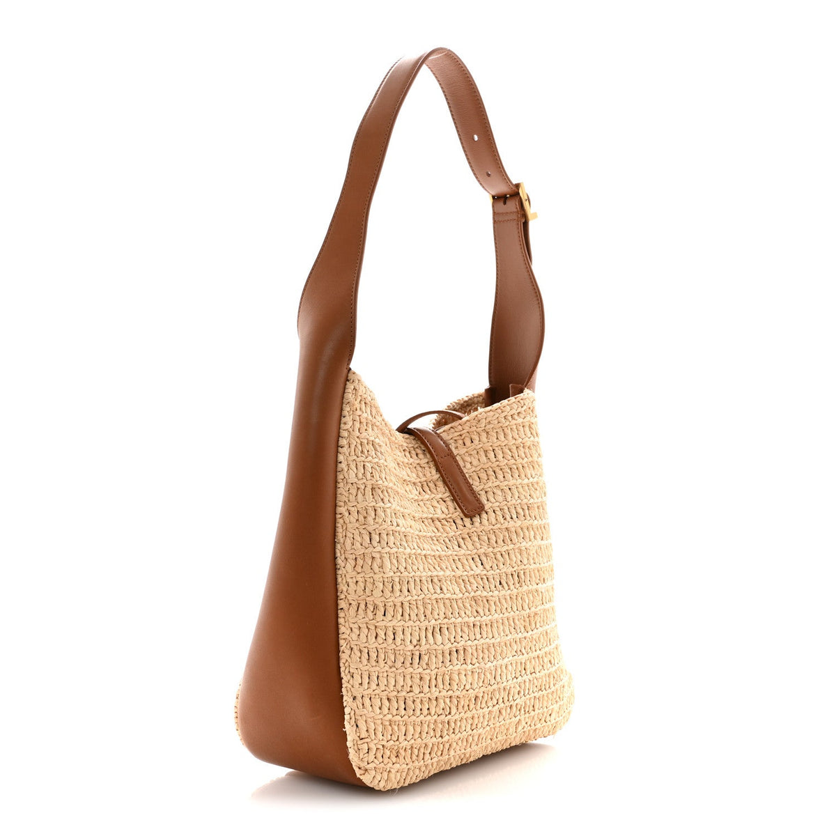 Raffia Calfskin Le 5 A 7 Small Hobo Natural Brick