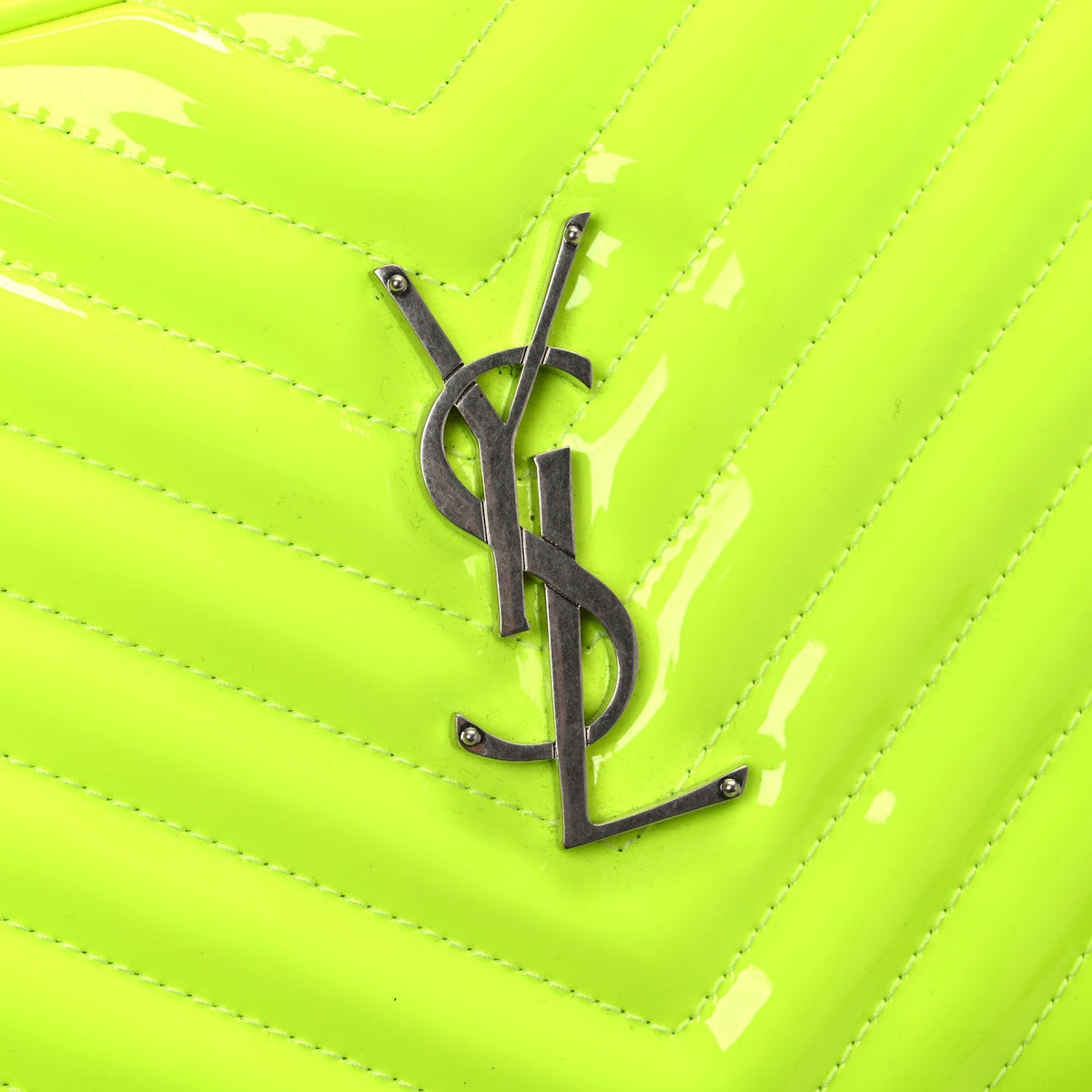Patent Calfskin Matelasse Monogram Lou Camera Bag Neon Yellow