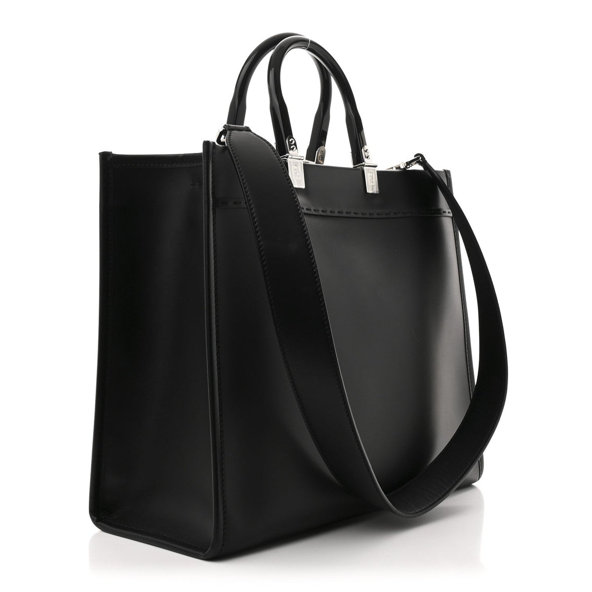Vitello King Plexiglass Medium Fendi Sunshine Shopper Tote Black White