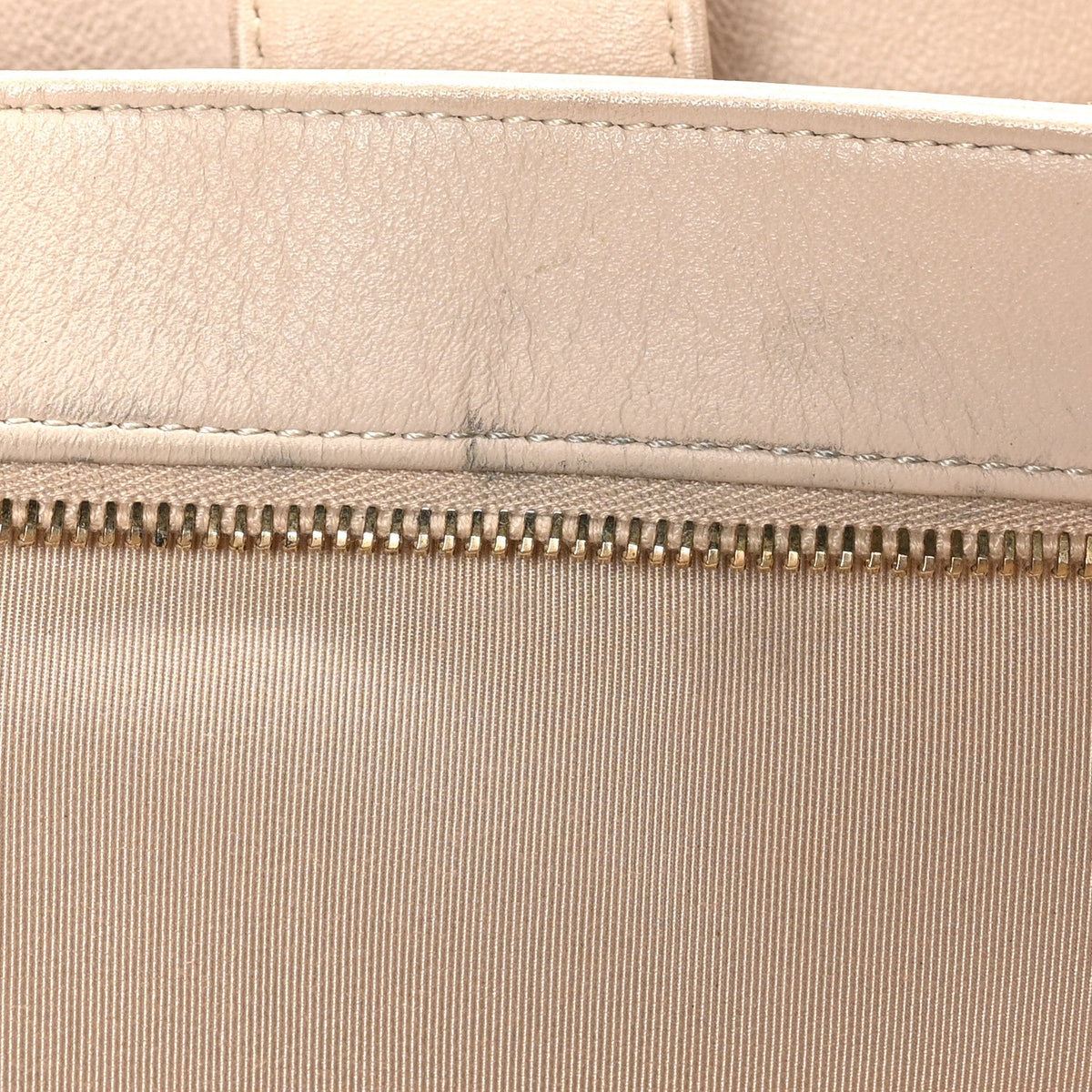 Calfskin Elaphe Stitched Large Chevron Chic Shopping Bag Beige