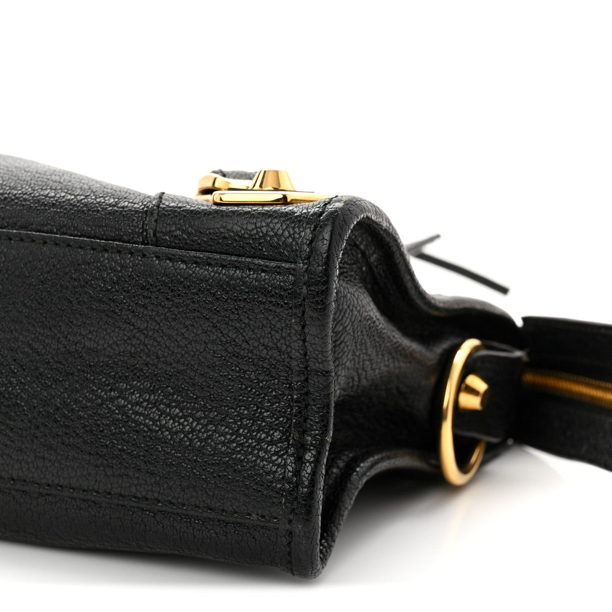 Chevre Gold Metallic Edge Hardware Mini City Black