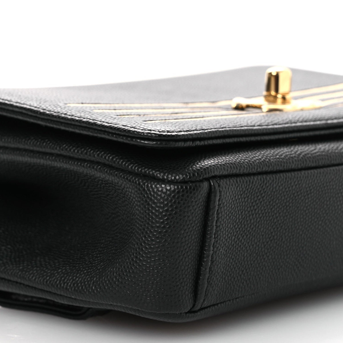 Grained Calfskin Embroidered Captain Gold Belt Bag Black