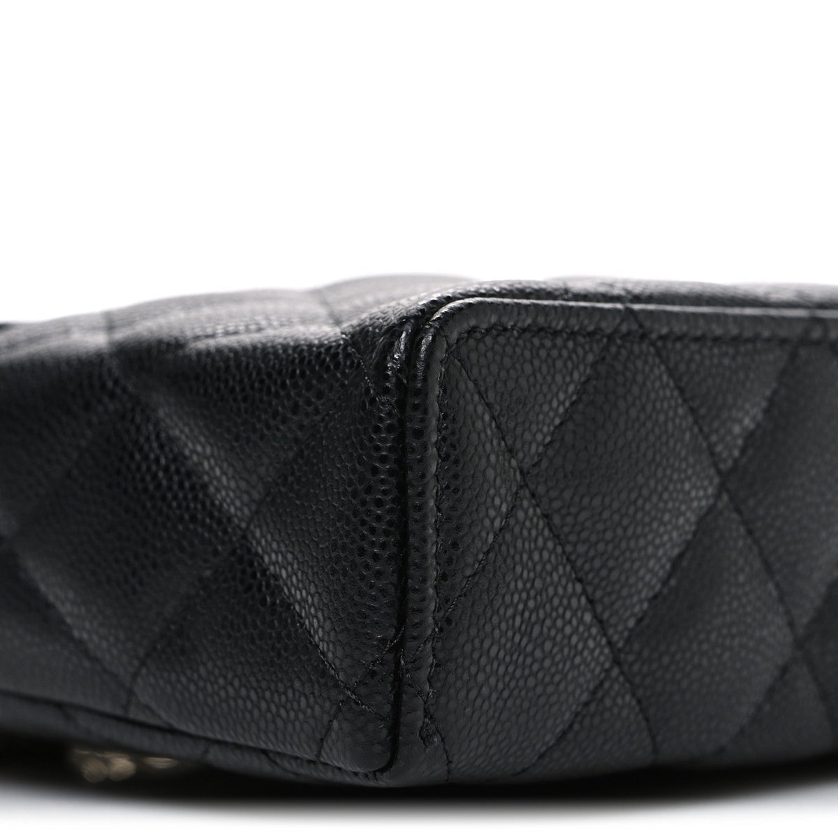 Caviar Quilted Top Handle Slim Vanity With Chain Black