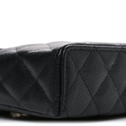 Caviar Quilted Top Handle Slim Vanity With Chain Black
