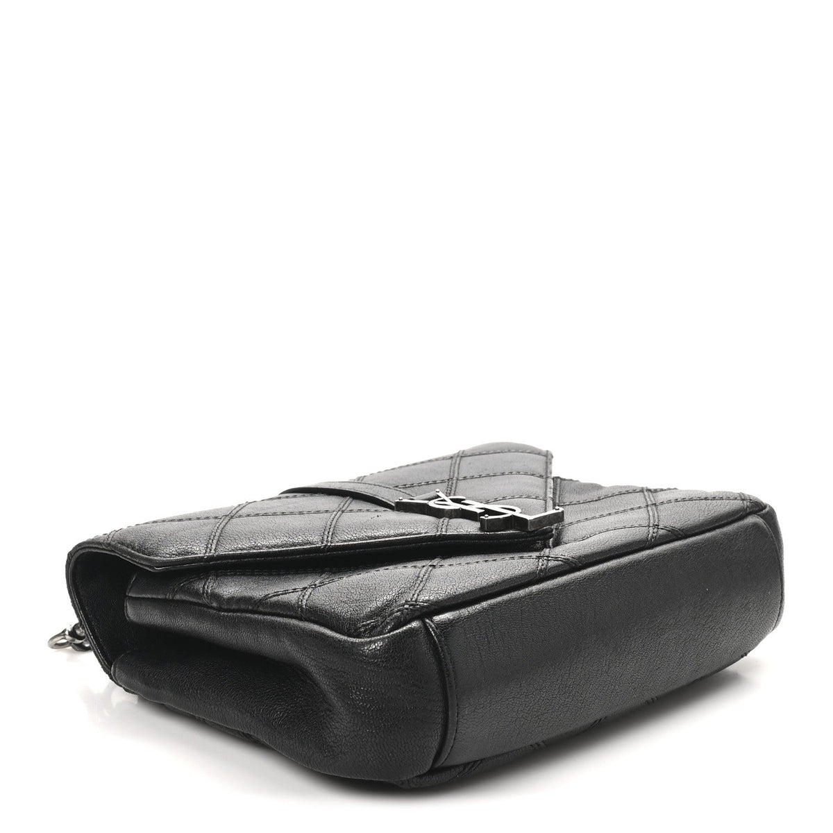 Calfskin Matelasse Diamond Quilted Monogram Medium College Bag Black