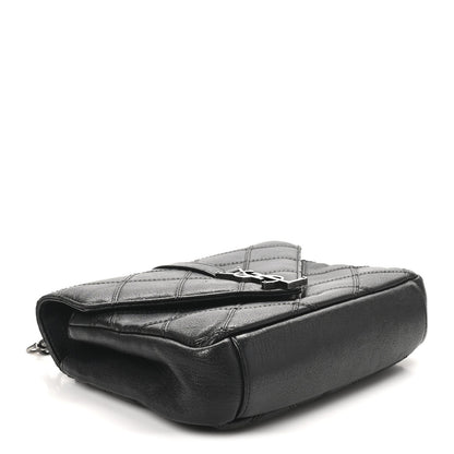 Calfskin Matelasse Diamond Quilted Monogram Medium College Bag Black