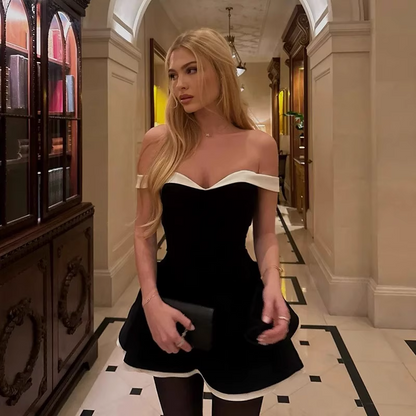 Fashion Black Sweetheart Off-the-shoulder Design A-line Party Dress Homecoming Dress, D1376