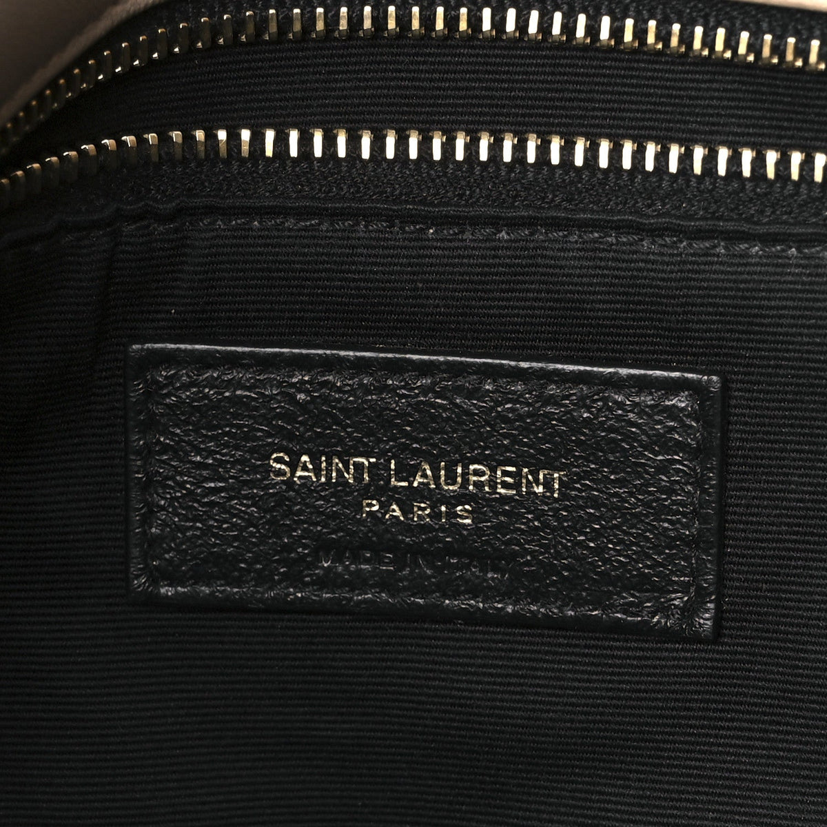 Lambskin Quilted Medium Loulou Puffer Monogram Chain Satchel Dark Beige