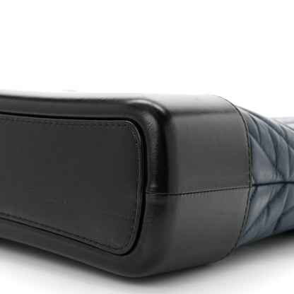 Aged Calfskin Chevron Quilted Medium Gabrielle Hobo Navy Black