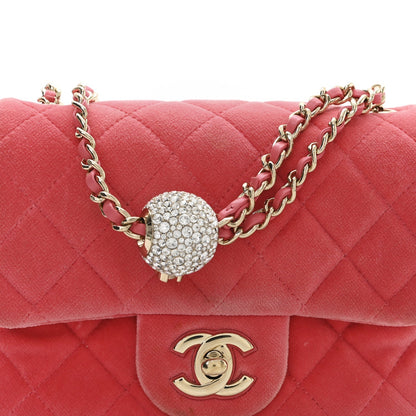 Velvet Quilted Mini Square Pearl Crush Flap Coral