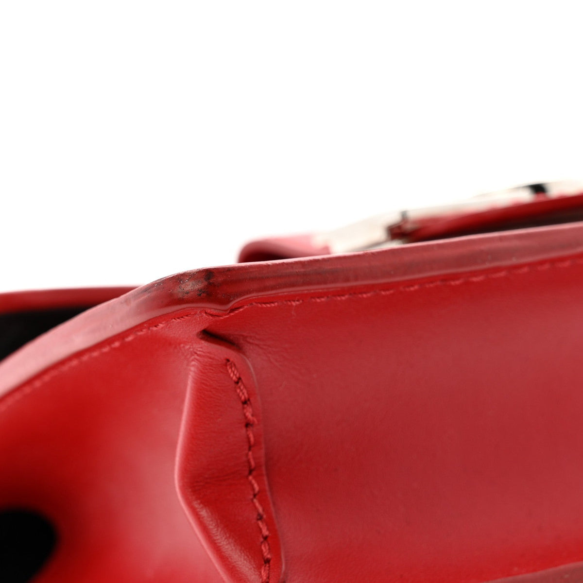 Patent Calfskin Monogram Lace Dauphine Mini Red