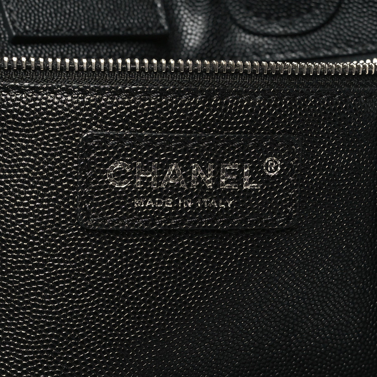Caviar Stitched Large Lady Coco Shopping Tote Black