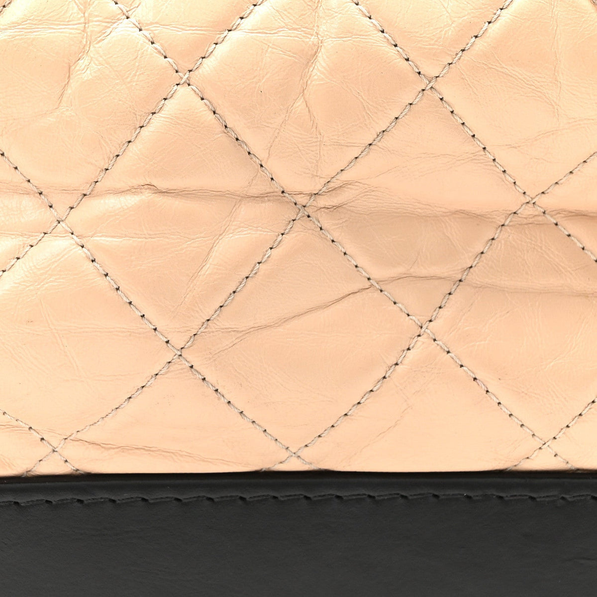 Aged Calfskin Quilted Small Gabrielle Hobo Beige Black