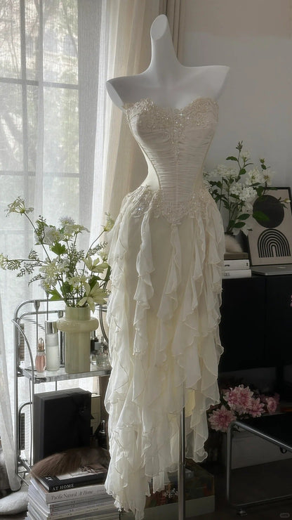 Stunning Homecoming Dress Sweetheart Applique Tulle Hi-Lo Dress Back to School Outfits Party Dress  D6419