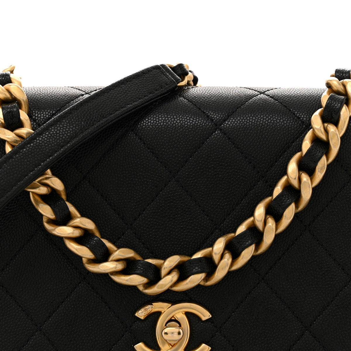 Caviar Quilted Small Fashion Therapy Flap Bag Black