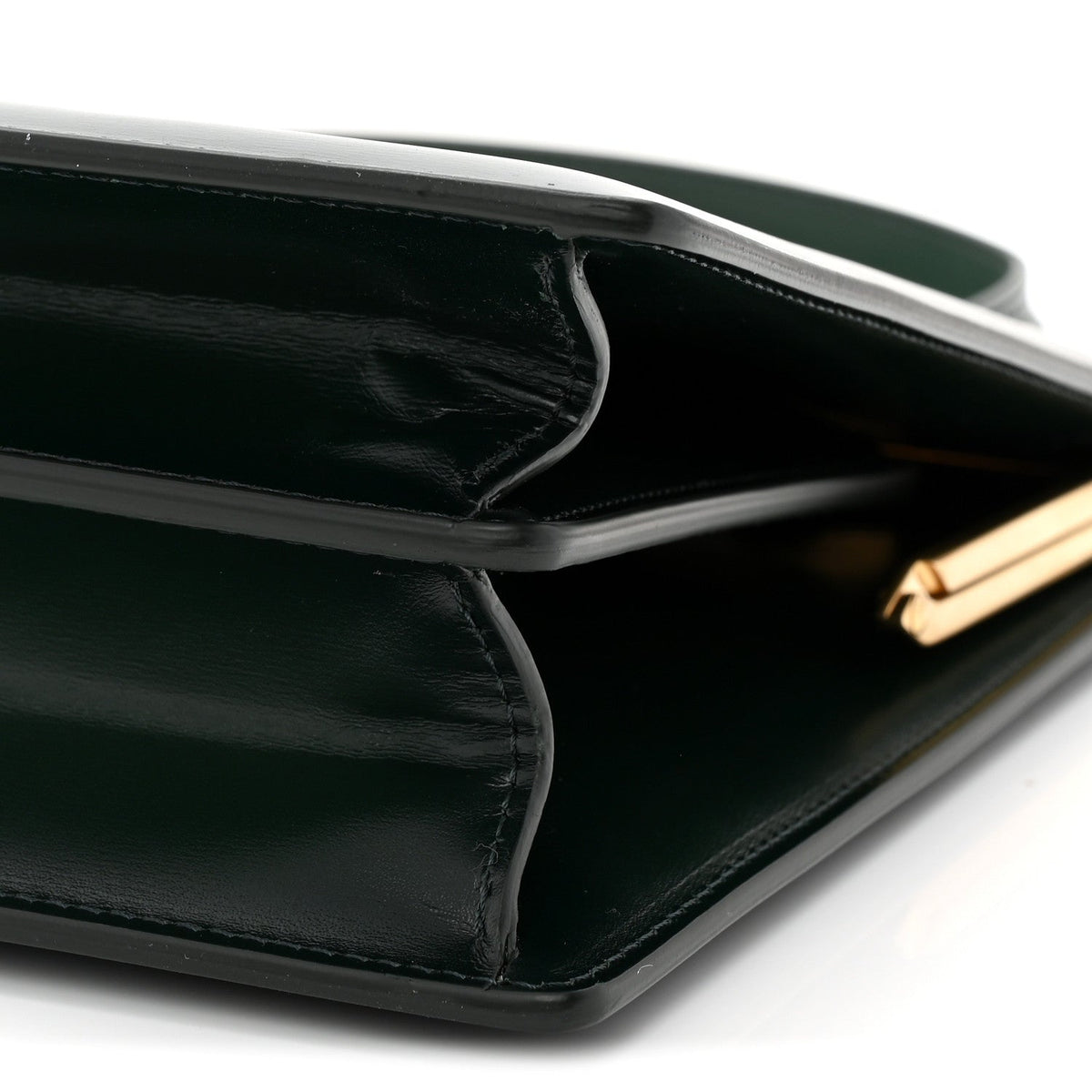 Patina Box Calfskin Medium Clasp Bag Dark Green