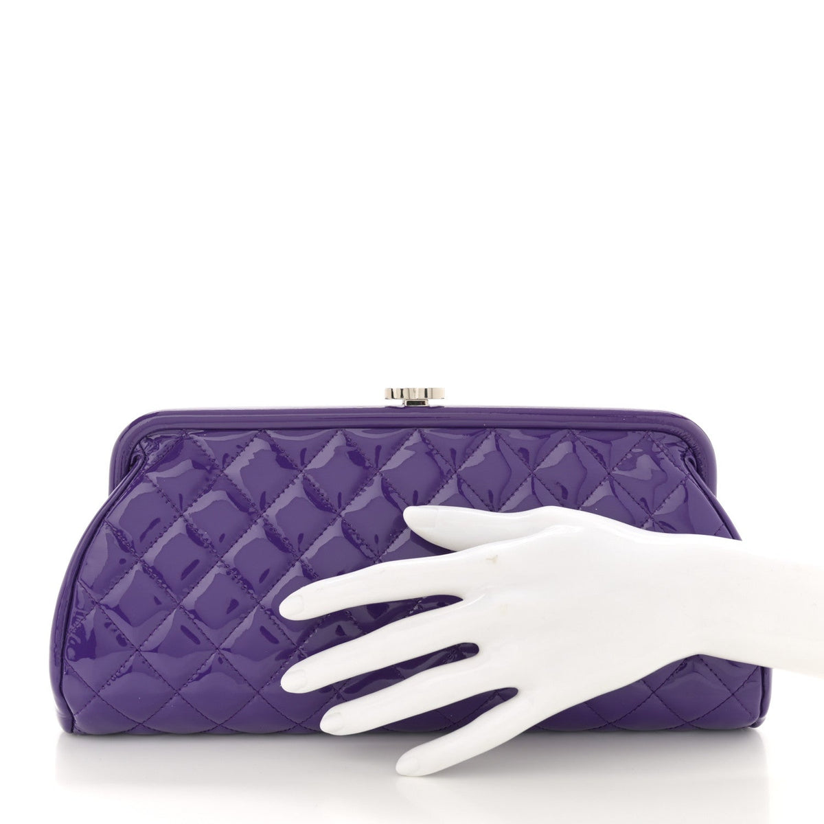 Patent Quilted Timeless Clutch Purple