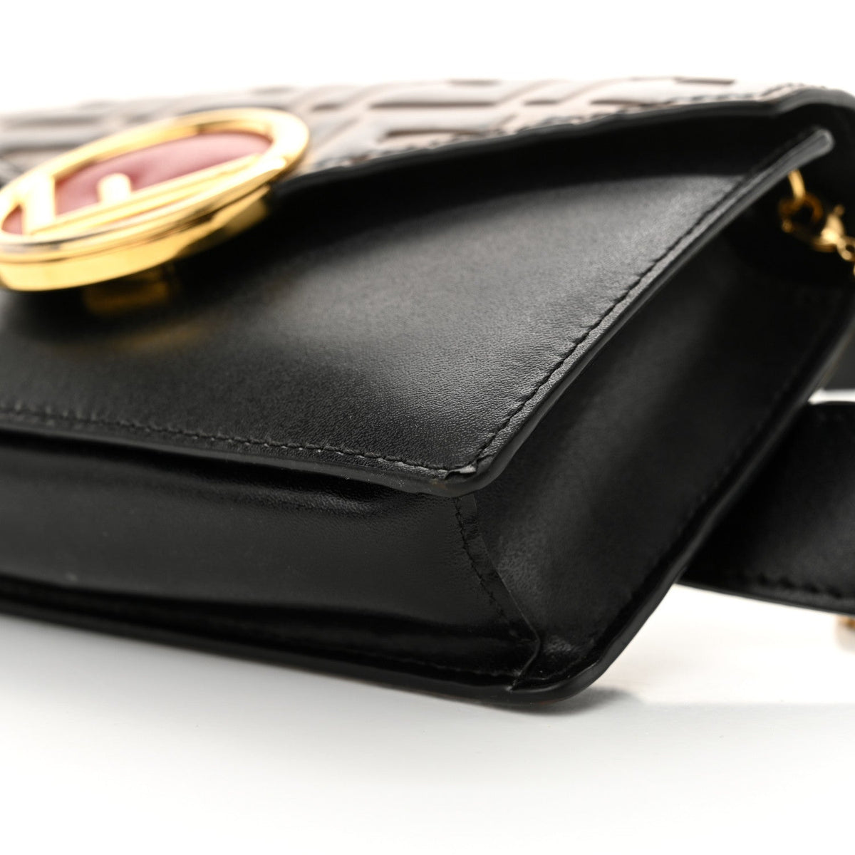 Vitello Liberty F is Fendi Bi-Color FF 1974 Embossed Envelope Belt Bag Maya Black