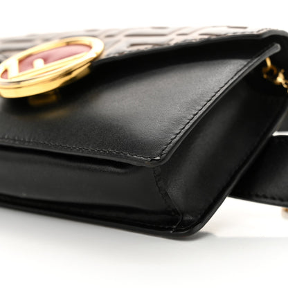 Vitello Liberty F is Fendi Bi-Color FF 1974 Embossed Envelope Belt Bag Maya Black