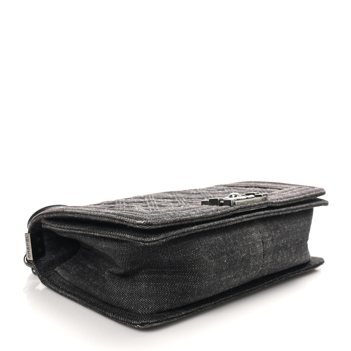 Denim Quilted Medium Boy Flap Black