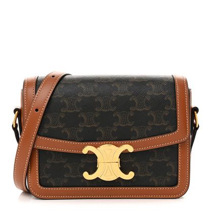 Calfskin Triomphe Canvas Teen Triomphe Bag Tan