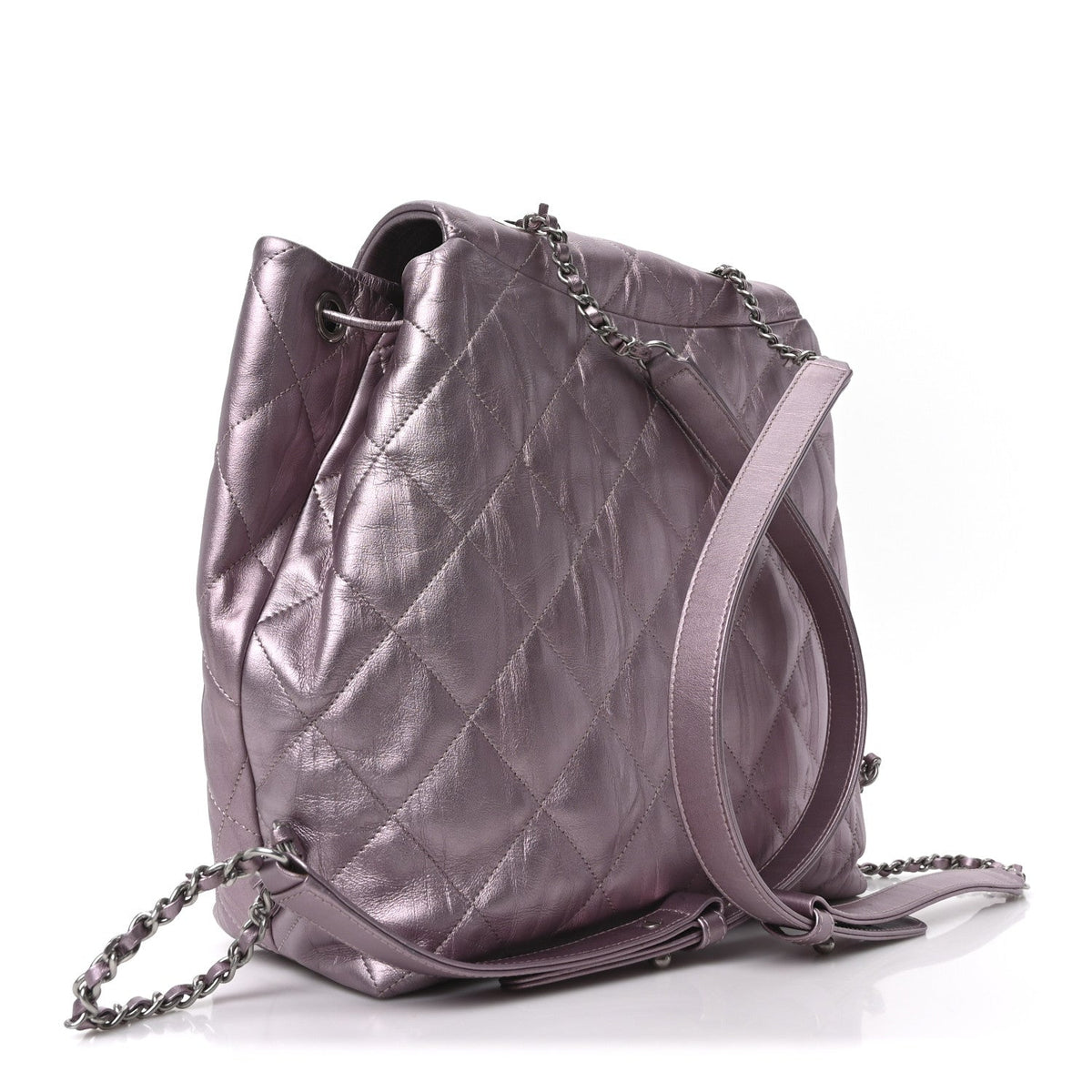 Iridescent Calfskin Quilted Ground Control Backpack Pink