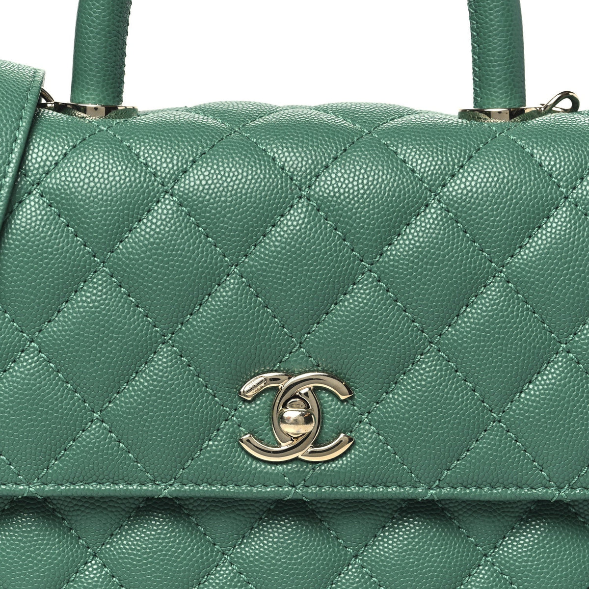 Caviar Quilted Mini Coco Handle Flap Green