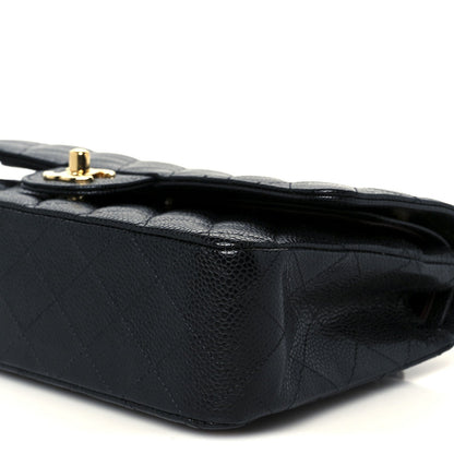 Caviar Quilted Medium Double Flap Black