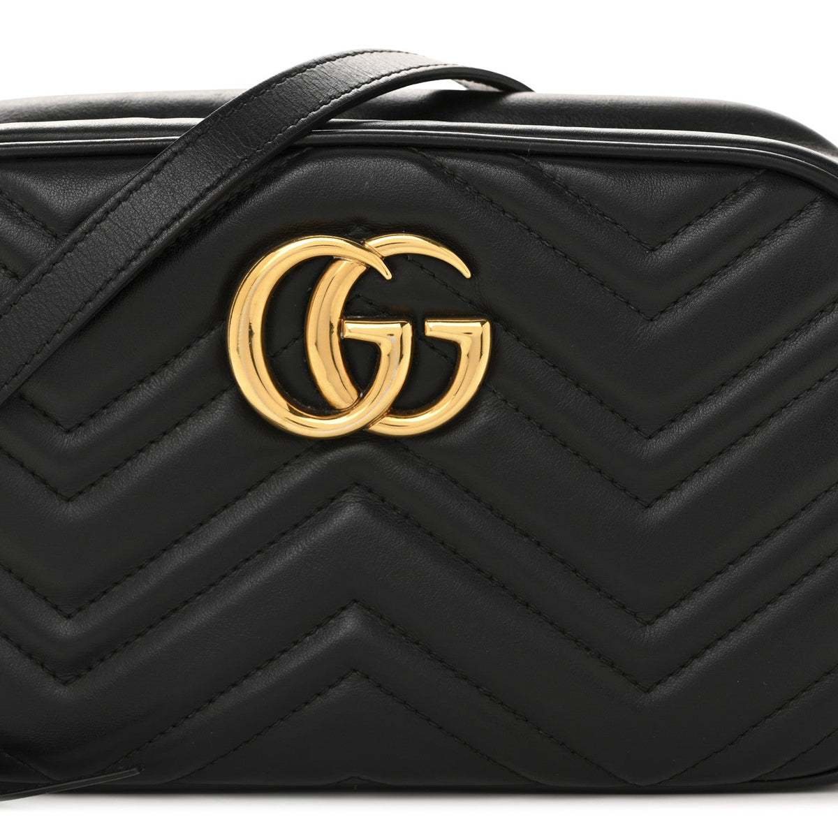 Calfskin Matelasse Small GG Marmont Chain Shoulder Bag Black