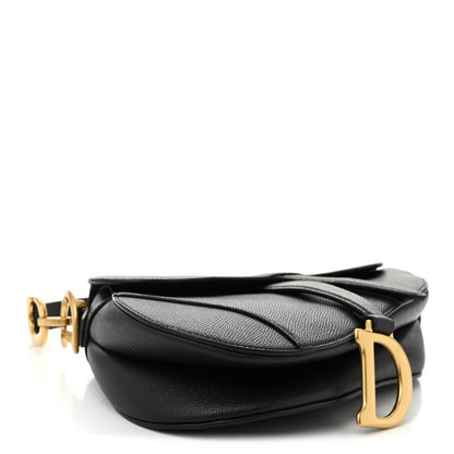 Grained Calfskin Saddle Bag Black