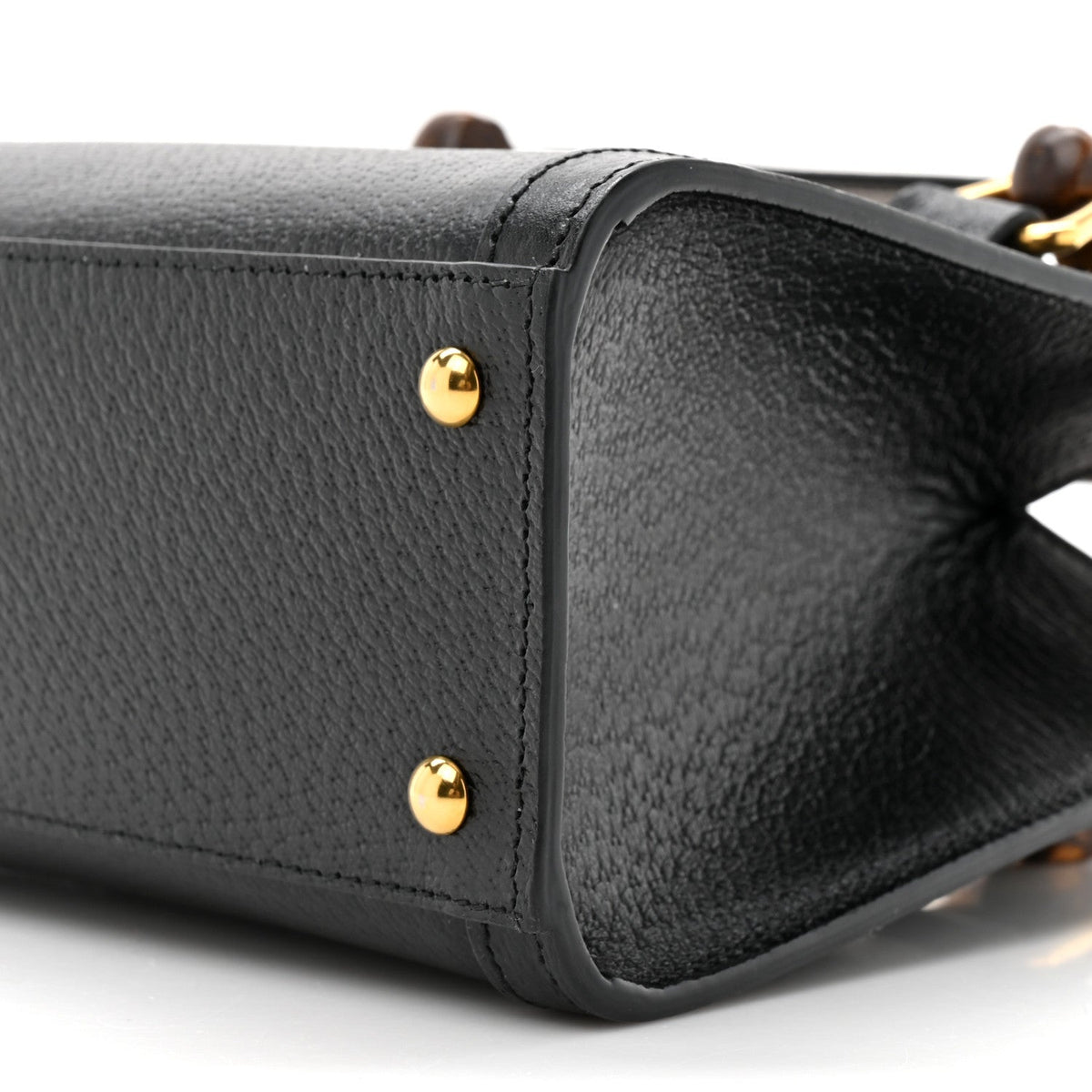 Textured Dollar Calfskin Web Mini Diana Tote Bag Black