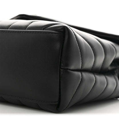 Calfskin Y Quilted Monogram Small Loulou Chain Satchel Black