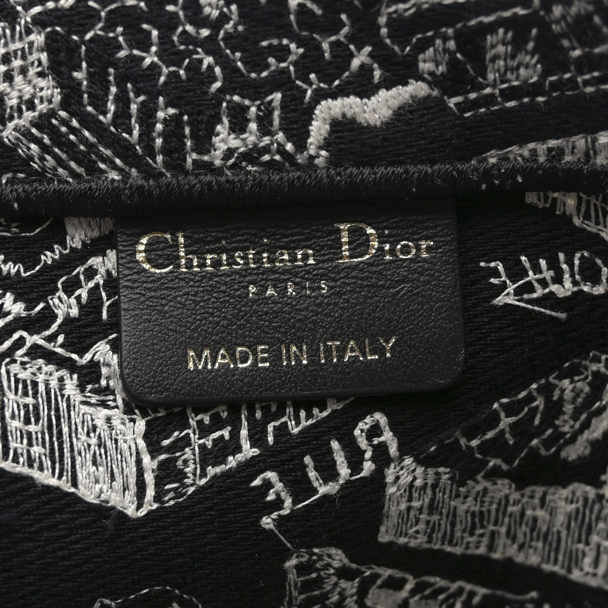 Canvas Embroidered Medium Plan De Paris Book Tote Black White
