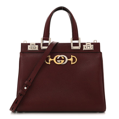 Grainy Calfskin Small Zumi Top Handle Bag Vintage Bordeaux