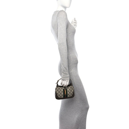 X BALENCIAGA BB Supreme Monogram Calfskin Web Mini Jackie 1961 Hobo Beige Ebony