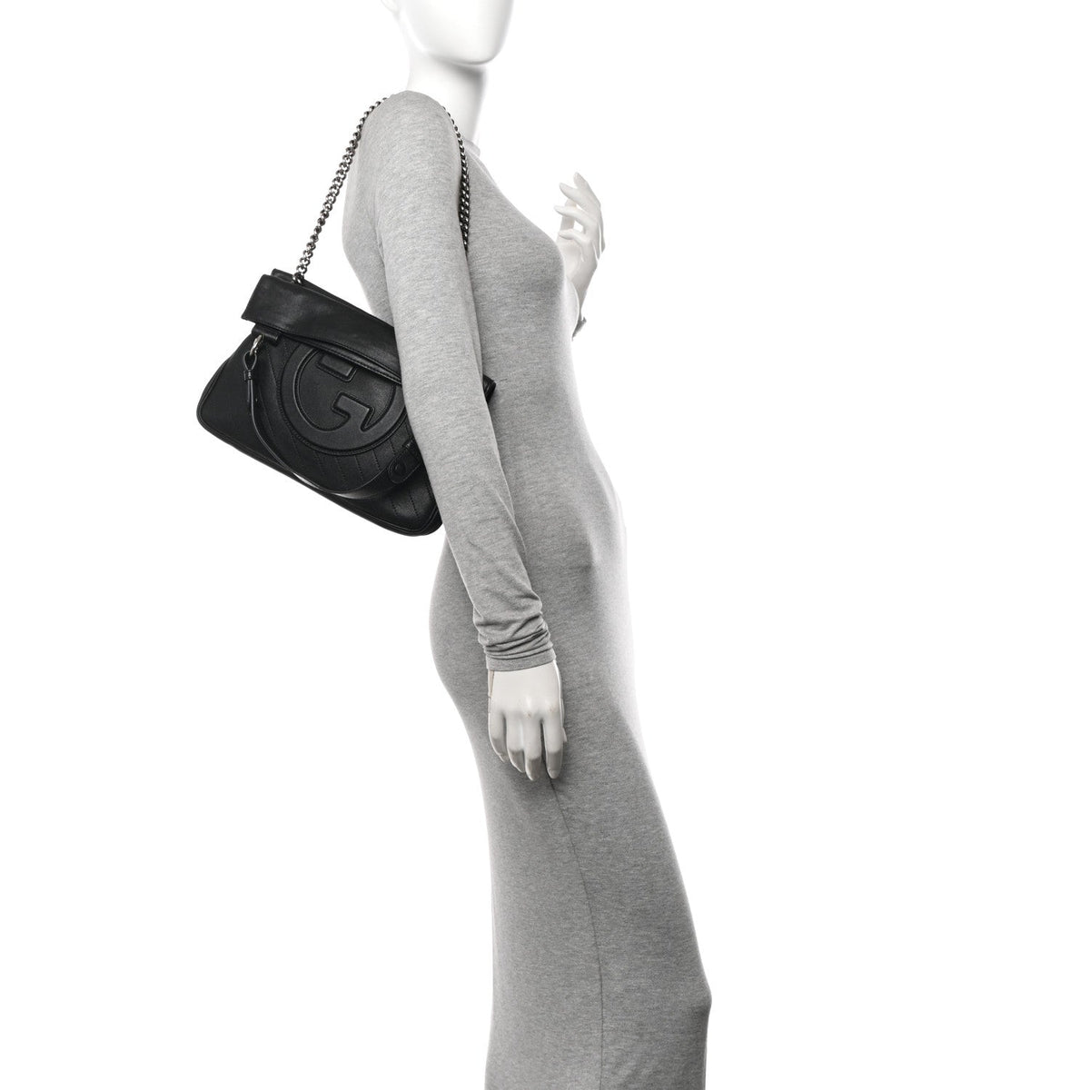 Sakai Be Green Calfskin Diagonal Stitched Small Blondie Tote Black