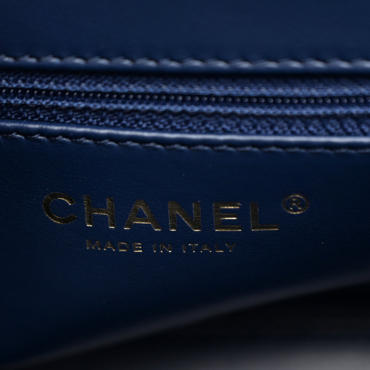 Shiny Aged Calfskin Quilted Nano Kelly Shopper Dark Blue