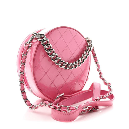 Glazed Calfskin Round As Earth Evening Bag Pink