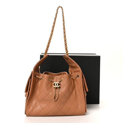Caviar Quilted Small Chanel 25 Handbag Brown