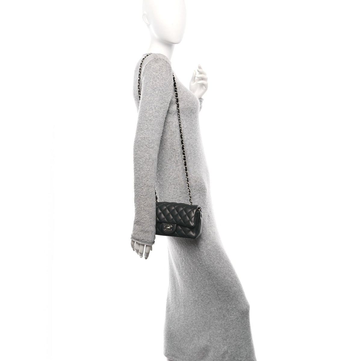 Caviar Quilted Mini Rectangular Flap Black