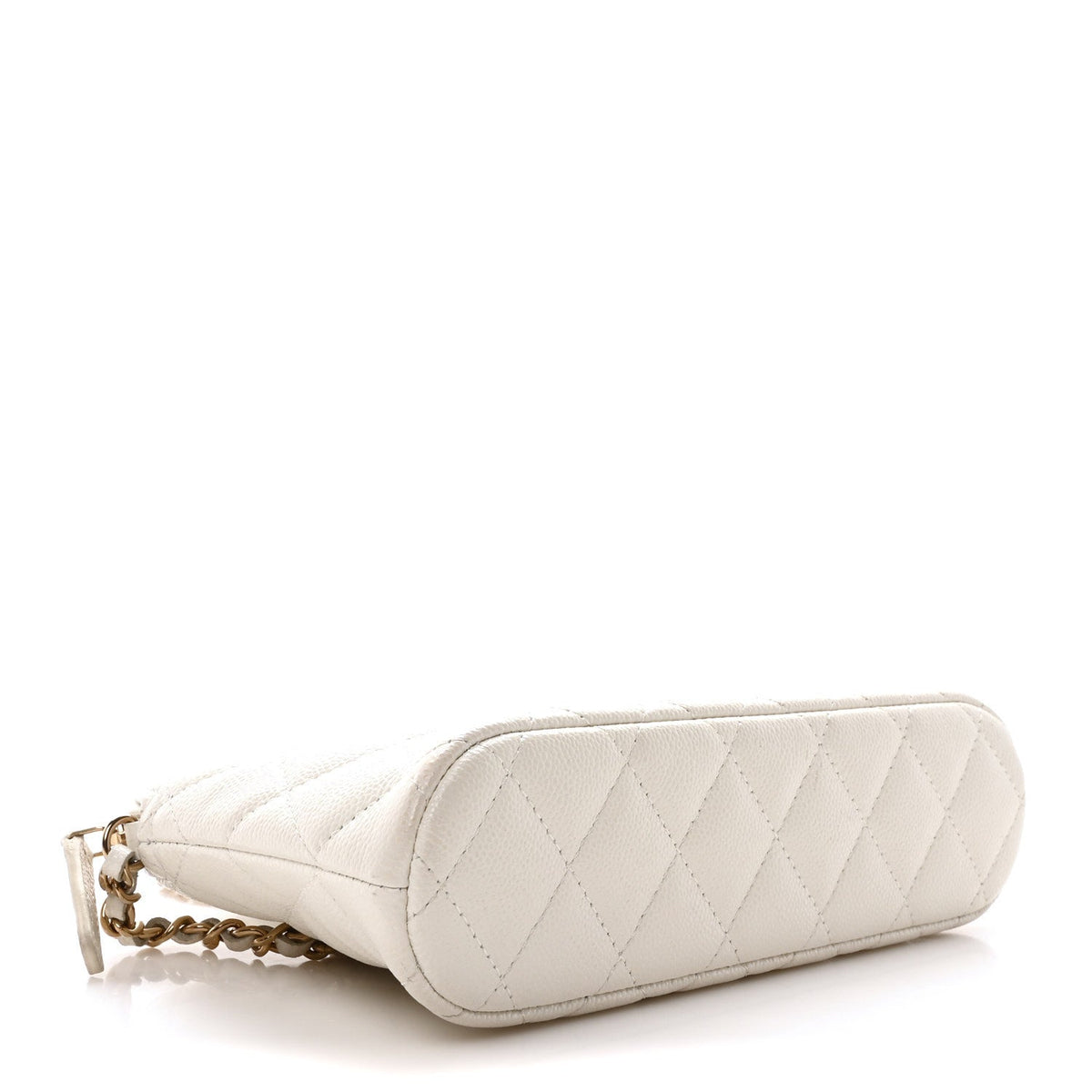 Caviar Quilted Classic Clutch With Chain White